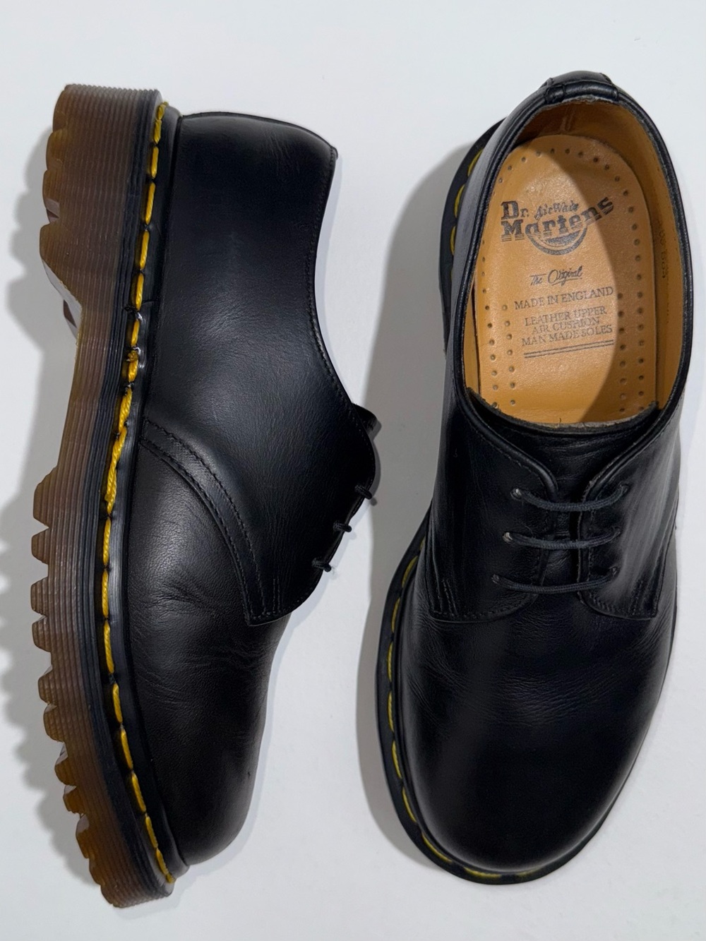 Vintage Dr. Martens 1461 Black Greasy Leather Made In England Oxfords UK 4